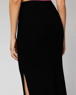 Jupe Mi-Longue A Cotes Fendue