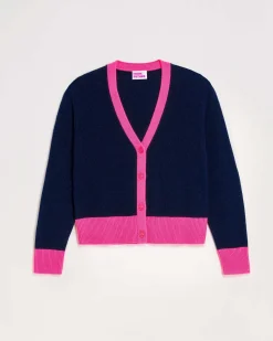 Pull Cardigan Bicolore Leger