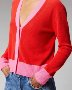 Pull Cardigan Bicolore Leger