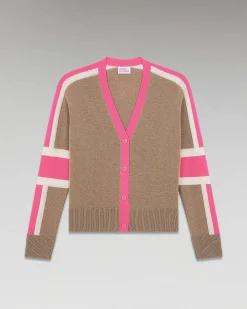 Pull Cardigan Manches Tricolore Leger