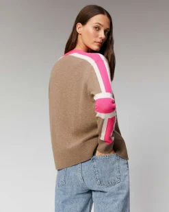 Pull Cardigan Manches Tricolore Leger