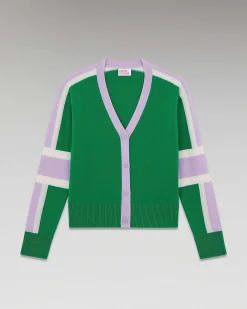 Pull Cardigan Manches Tricolore Leger