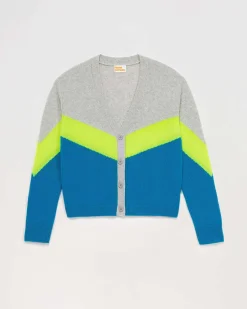Pull Cardigan Tricolore Leger