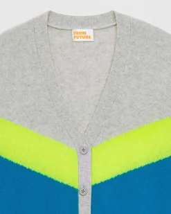 Pull Cardigan Tricolore Leger