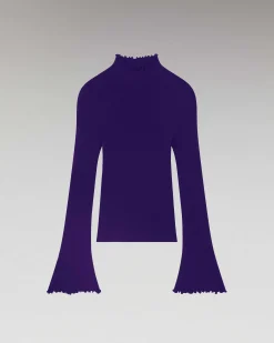 Pull Col Montant A Cotes Manches Evasees