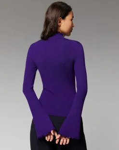 Pull Col Montant A Cotes Manches Evasees