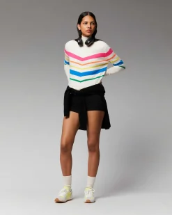 Pull Col Montant Bandes Multicolore Leger