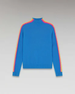Pull Col Montant Bandes Manches Multicolore Leger