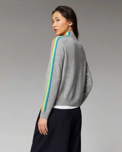 Pull Col Montant Bandes Manches Multicolore Leger