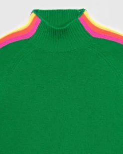 Pull Col Montant Bandes Manches Multicolore Leger