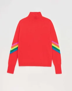 Pull Col Montant Bandes Manches Multicolore Leger