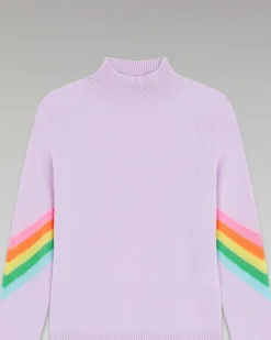 Pull Col Montant Bandes Manches Multico Leger