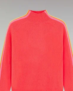 Pull Col Montant Bandes Manches Multicolore Leger