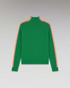 Pull Col Montant Bandes Manches Multicolore Leger
