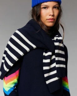 Pull Col Montant Bandes Manches Multico Leger