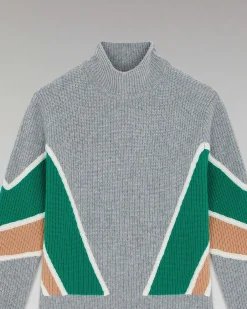 Pull Col Montant Bandes Tricolores