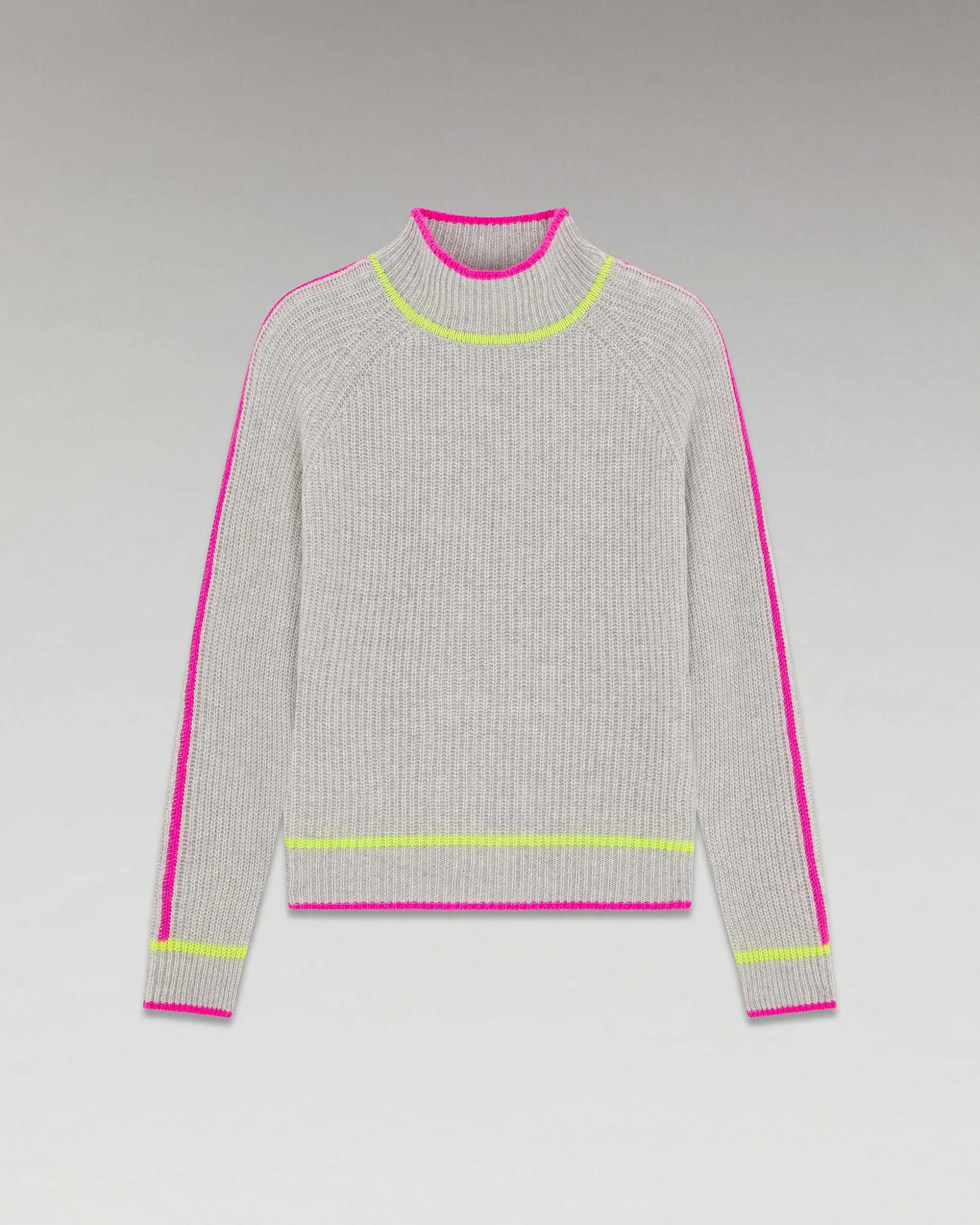 Pull Col Montant Tricolore Maille Perlee