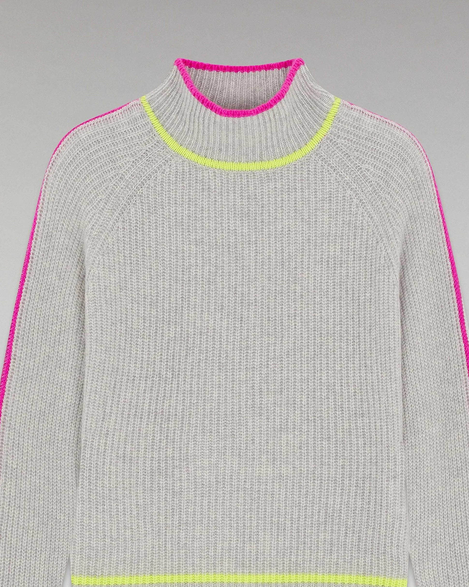 Pull Col Montant Tricolore Maille Perlee