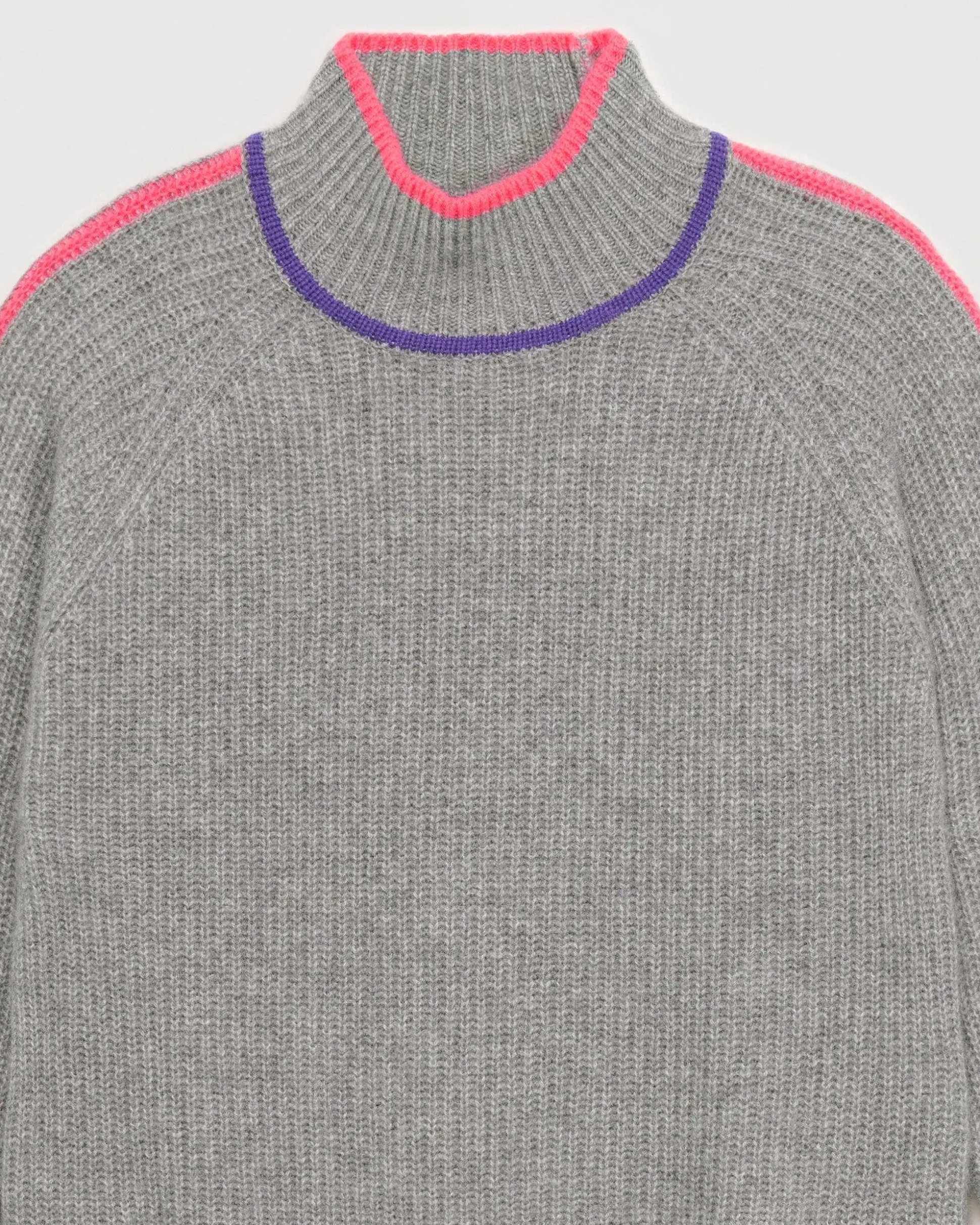 Pull Col Montant Tricolore Maille Perlee