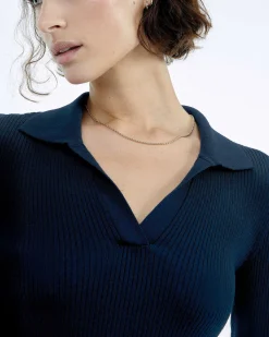 Pull Col Polo A Cotes Bijou