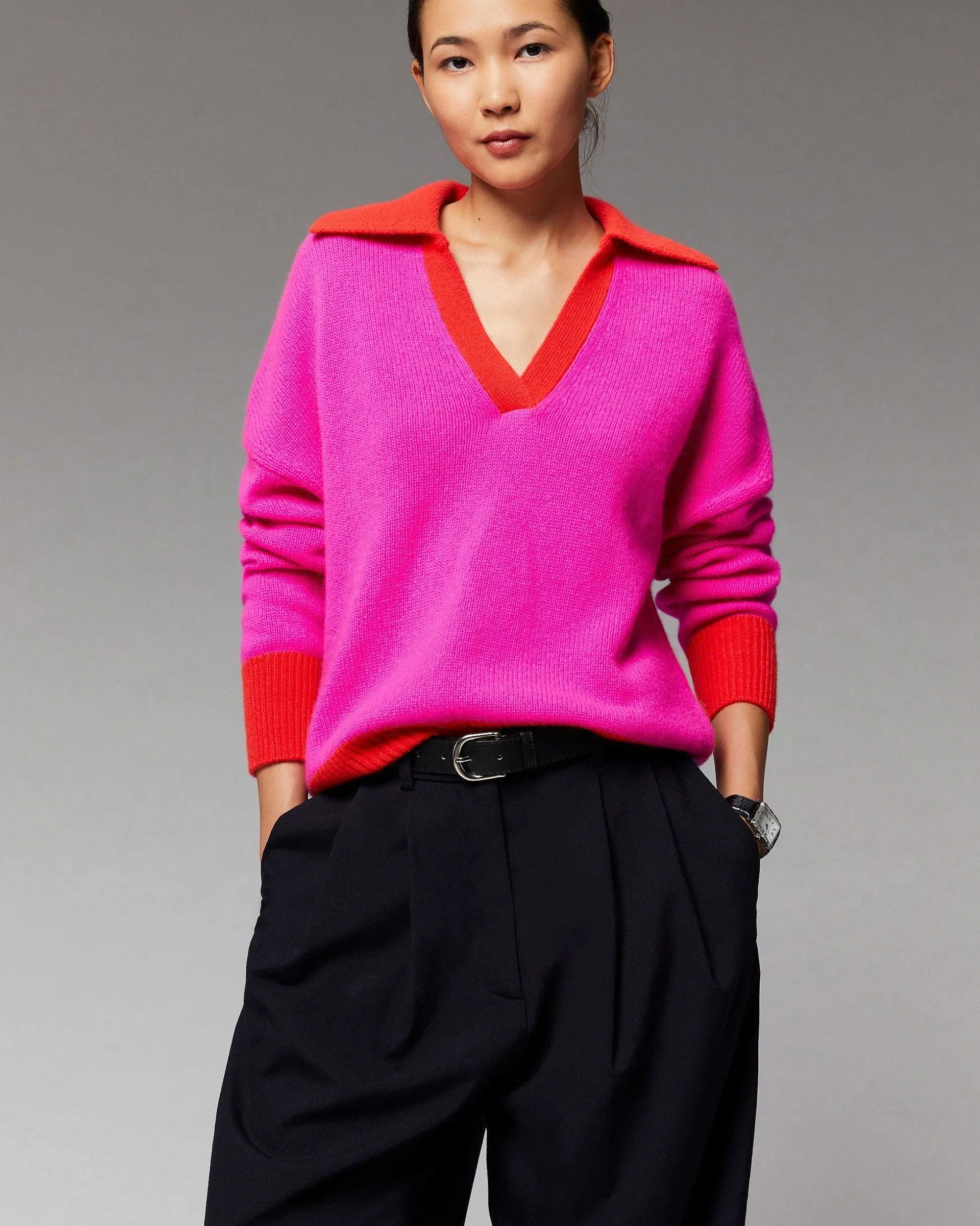 Pull Col Polo Oversize Bicolore