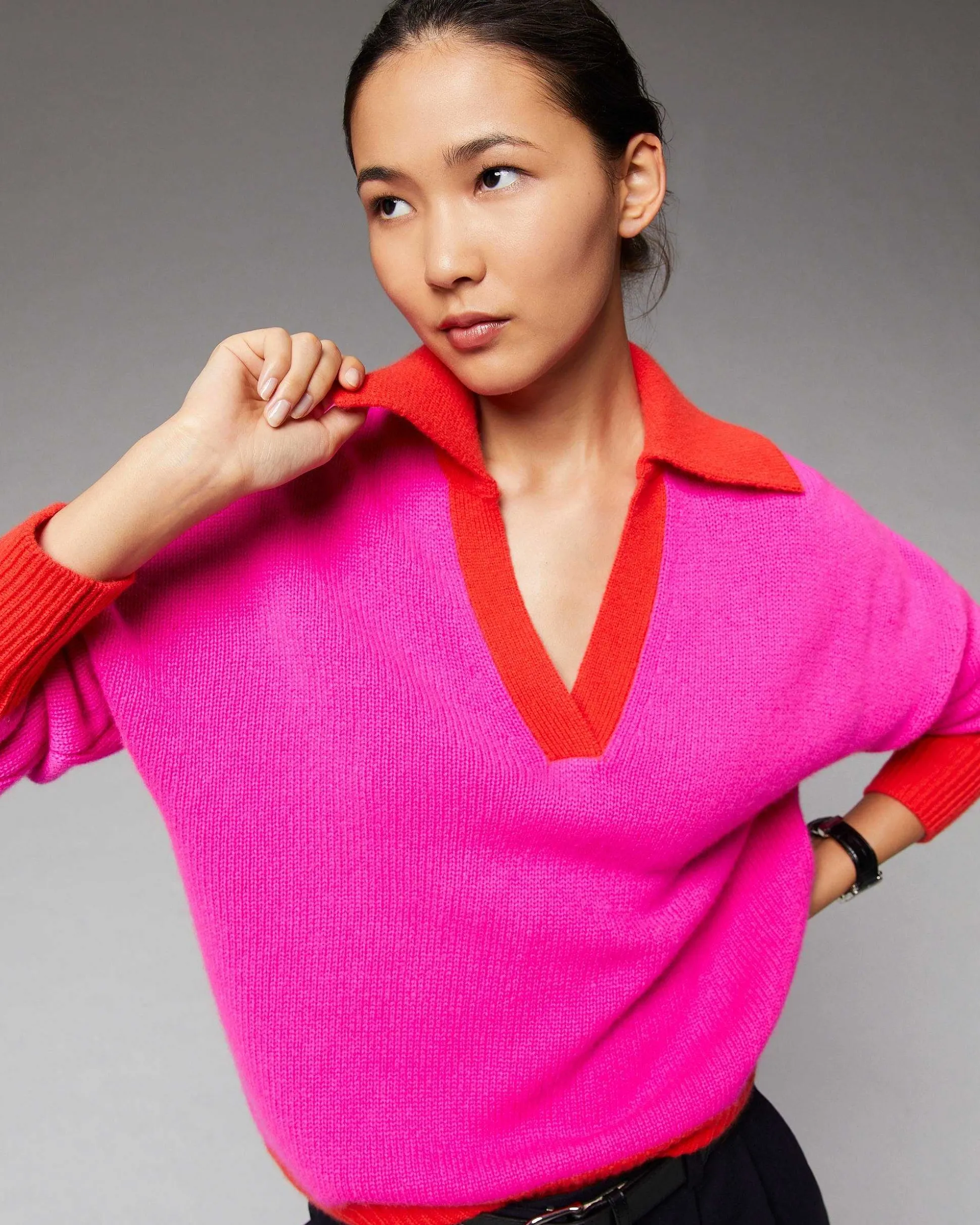 Pull Col Polo Oversize Bicolore