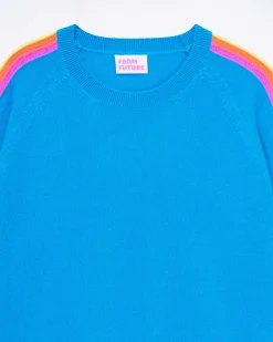 Pull Col Rond Bande Multicolore Aux Manches