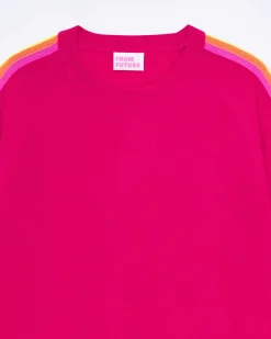 Pull Col Rond Bande Multicolore Aux Manches