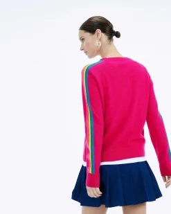 Pull Col Rond Bande Multicolore Aux Manches