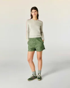 Pull Col Rond Bande Multicolore Aux Manches