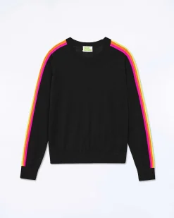 Pull Col Rond Bande Multicolore Aux Manches