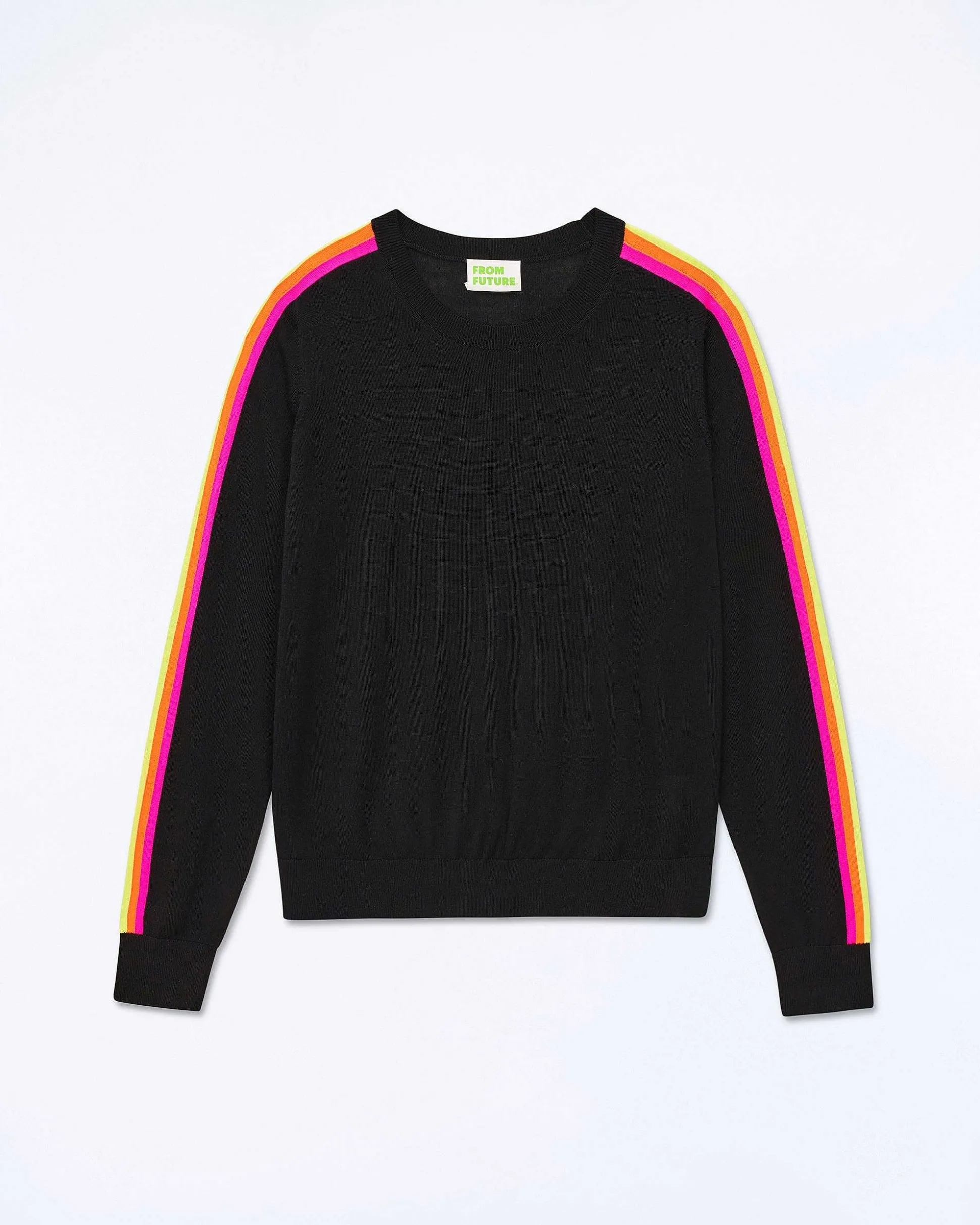 Pull Col Rond Bande Multicolore Aux Manches