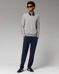 Pull Col Rond Bandes Manches Multicolore