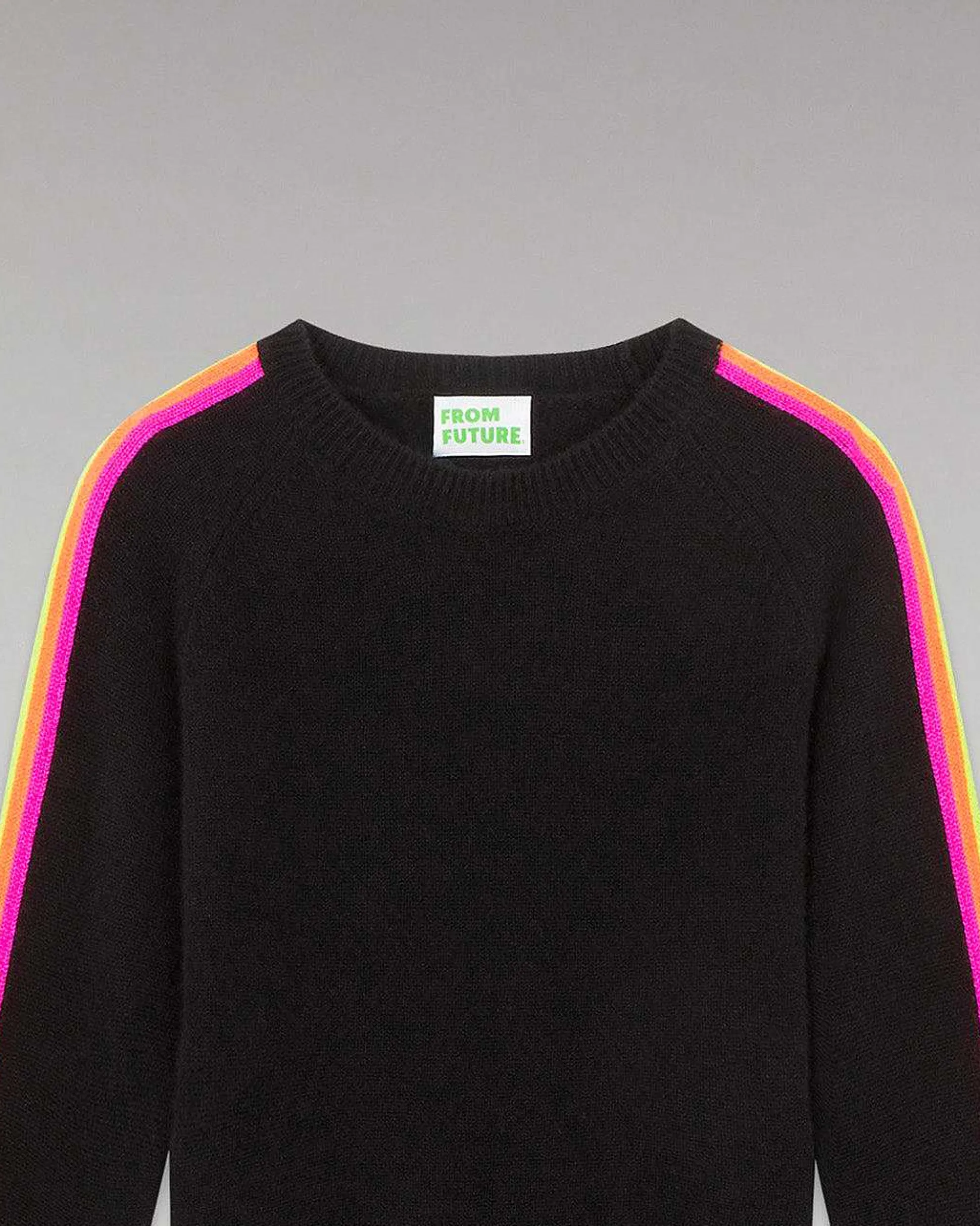 Pull Col Rond Bandes Manches Multicolore