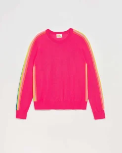 Pull Col Rond Bandes Manches Multicolore