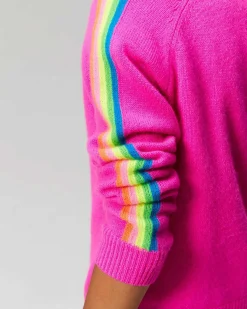 Pull Col Rond Bandes Manches Multicolore