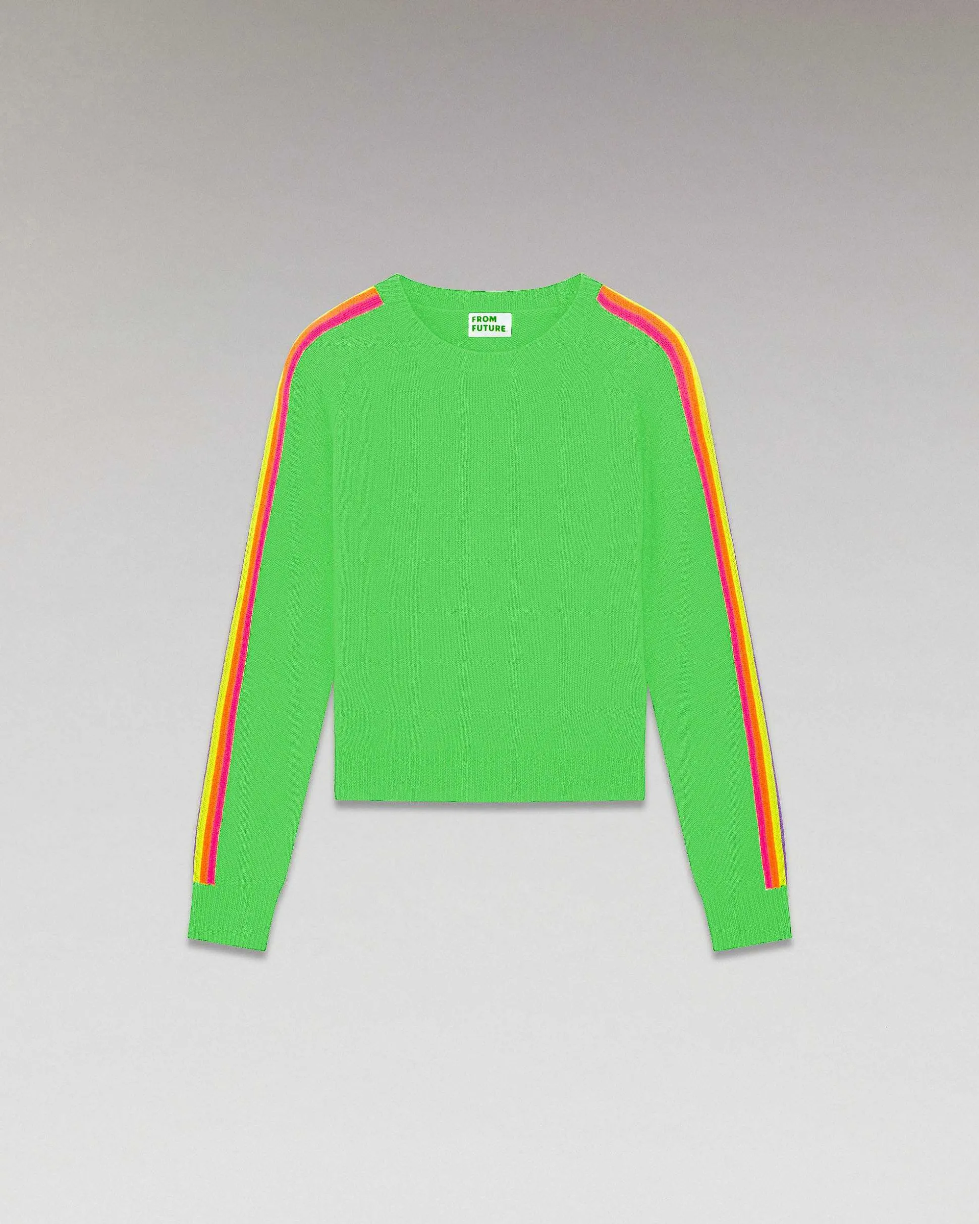 Pull Col Rond Bandes Manches Multicolore