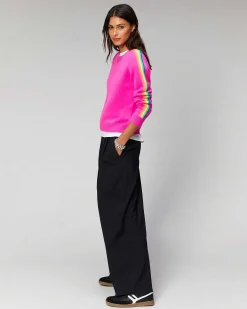 Pull Col Rond Bandes Manches Multicolore