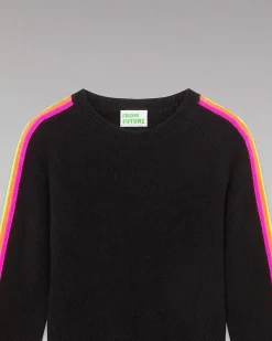 Pull Col Rond Bandes Manches Multicolore