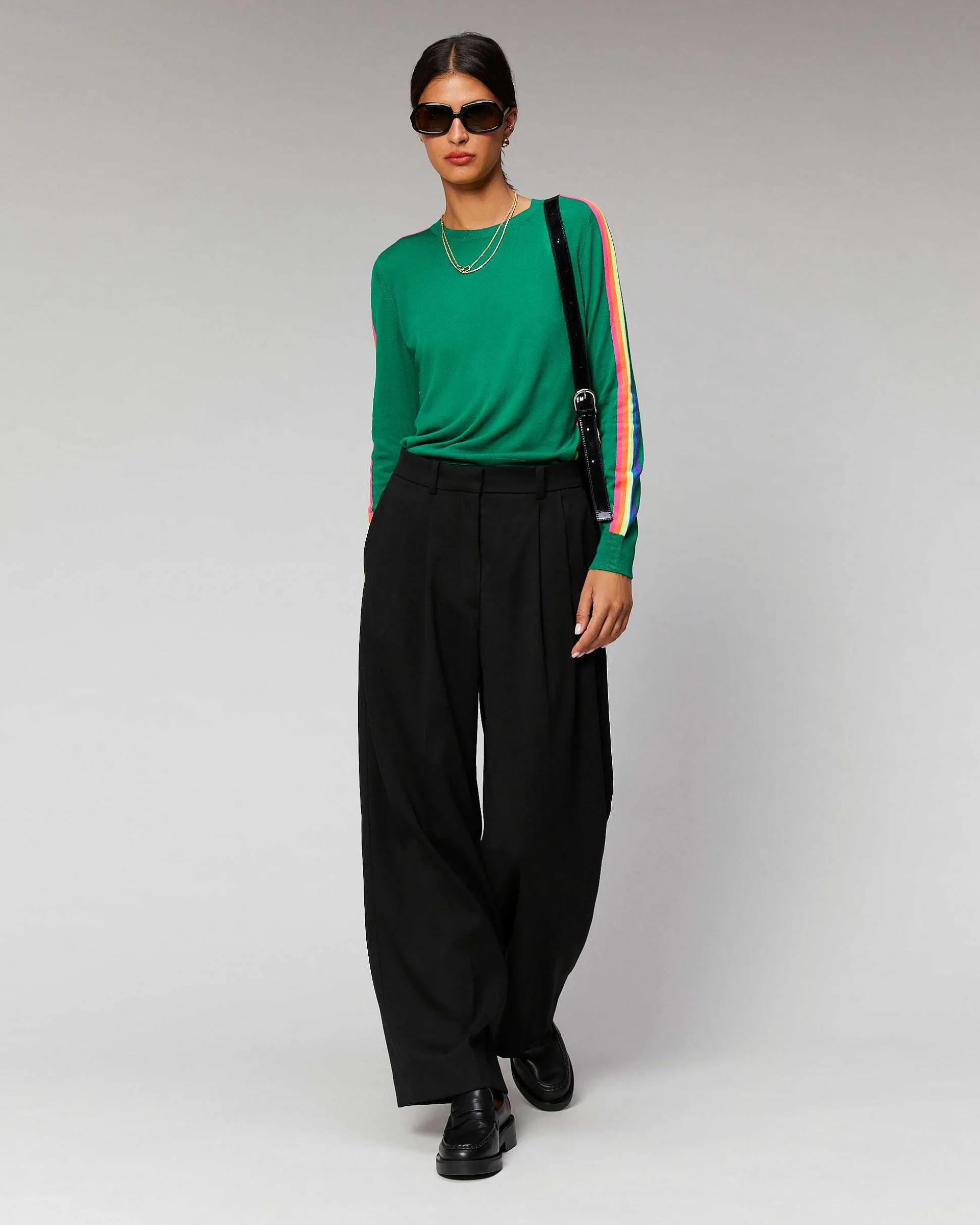 Pull Col Rond Bandes Manches Multico