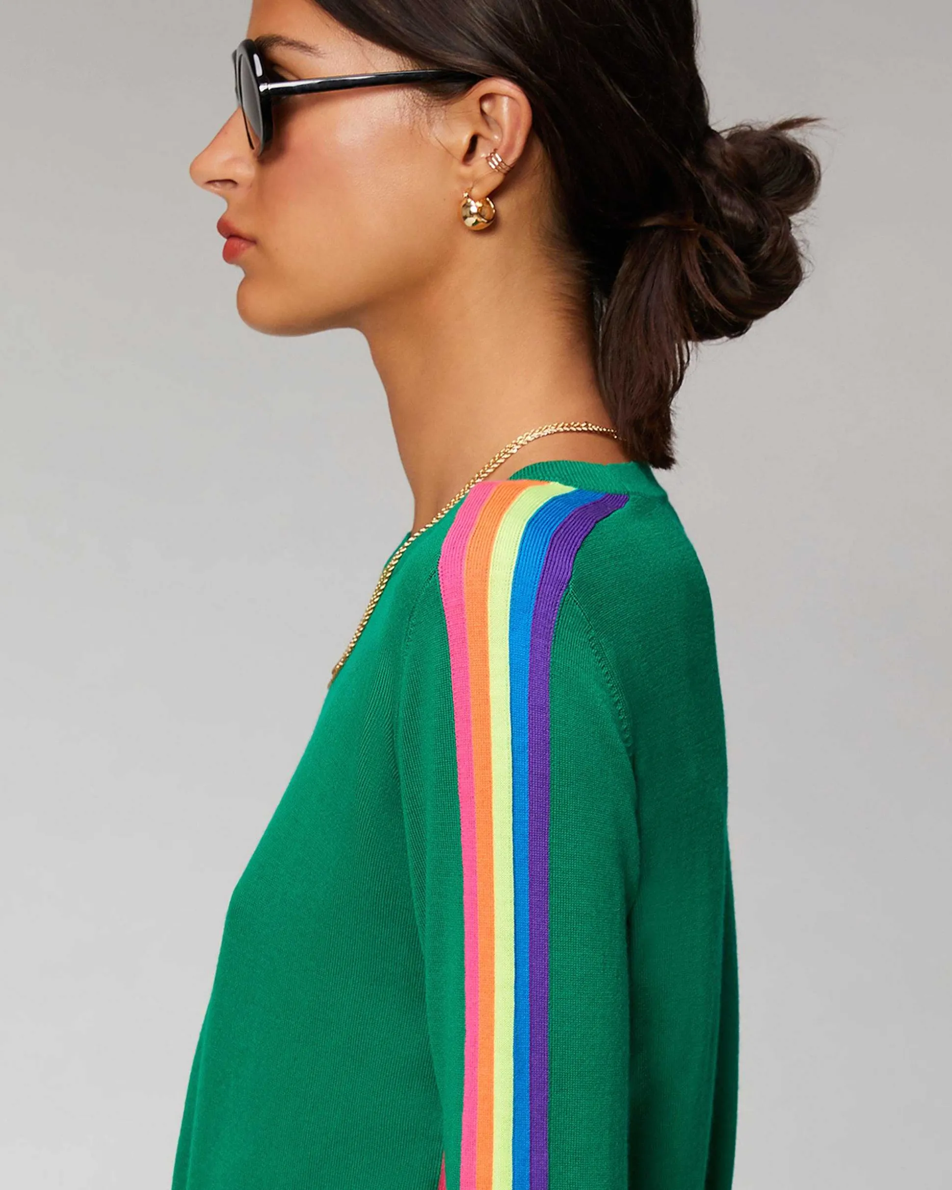 Pull Col Rond Bandes Manches Multico