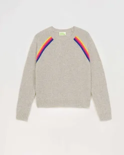 Pull Col Rond Bandes Multicolore Raglan