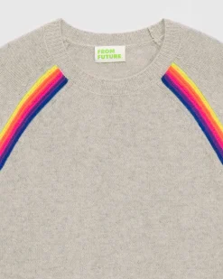 Pull Col Rond Bandes Multicolore Raglan