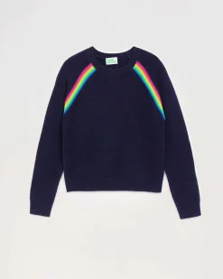 Pull Col Rond Bandes Multicolore Raglan