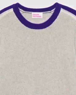 Pull Col Rond Bandes Tricolore