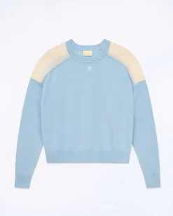 Pull Col Rond Bicolore Et Broderie