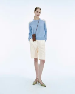 Pull Col Rond Bicolore Et Broderie