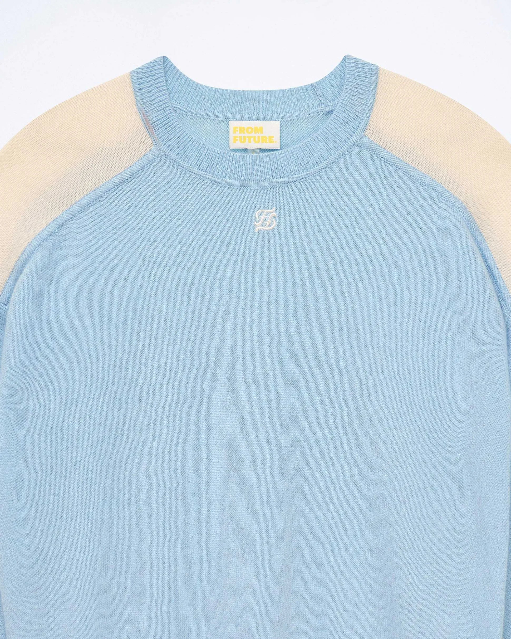 Pull Col Rond Bicolore Et Broderie