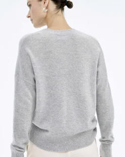 Pull Col Rond Coeur Brode