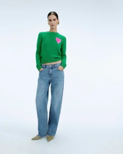 Pull Col Rond Coeur Broderie Future Light